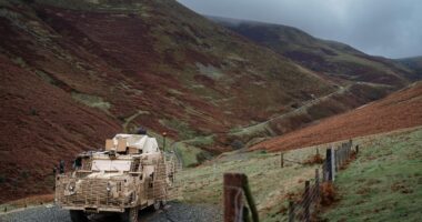 The British Army's Wolfhound-mounted laser weapon during a recent trial