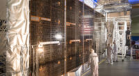 Lockheed Martin personnel assembling the fifth Mobile User Objective System (MUOS) satellite for the US Space Force