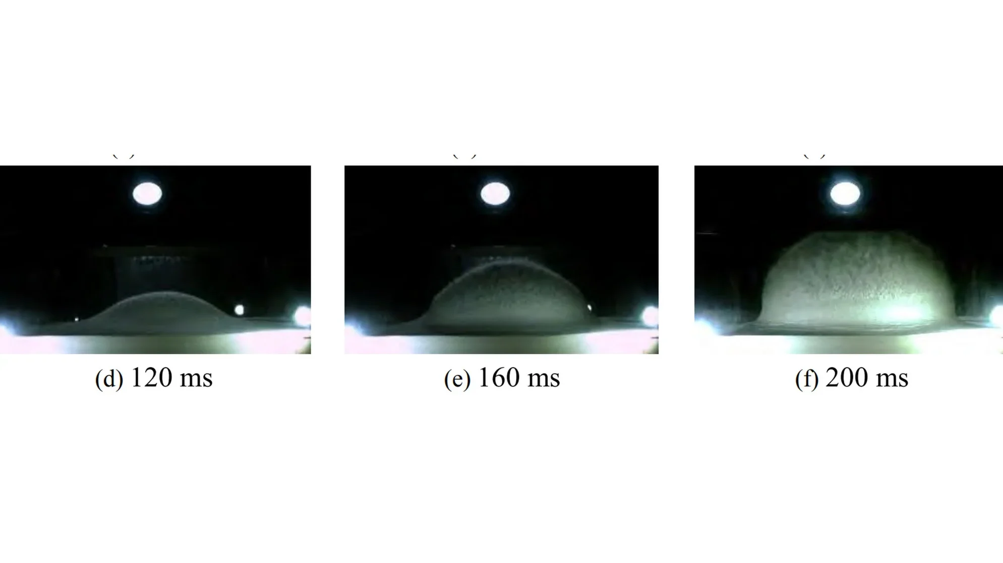 Three images side-by-side showing the progression of the effects of three nukes striking the same spot three times