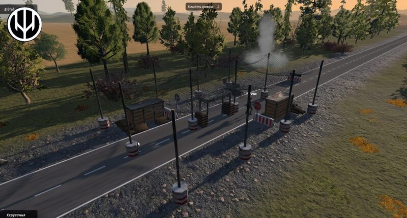 Virtual simulator depicting a realistic military checkpoint environment for tactical training exercises